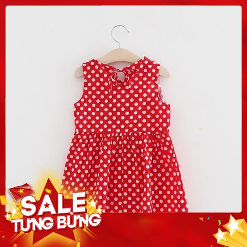 Váy bé gái chấm bi đỏ dễ thương J213 -Hàng nhập khẩu
