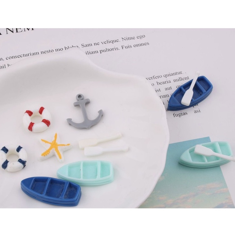 Charm (C06) slime/ Dụng Cụ Charm Trang Trí Du Lịch Biển &amp; Thuyền &amp; Sao Biển - Không kèm keo dán &amp; nút