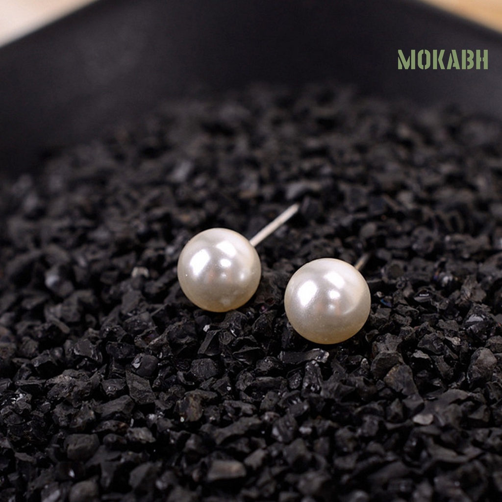 Bông Tai Tròn Đính Ngọc Trai Nhân Tạo Đơn Giản Thời Trang Dành Cho Nữ