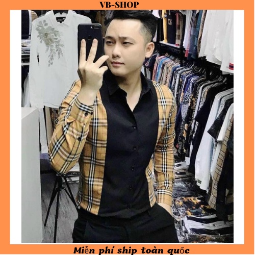 Áo sơ mi nam dài tay cổ bẻ sọc caro sang trọng vải kate lụa mẫu mới giá rẻ vải mặc mát cao cấp VBSHOP004