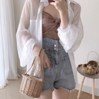 Sẳn❤Khoác sơ mi voan lụa mỏng phối ngoài Ulzzang Hàn Quốc