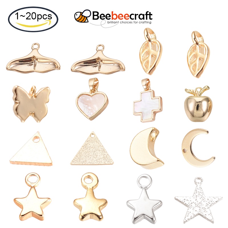 Set 1~20 Mặt Dây Chuyền Hình Đuôi Bướm / Ngôi Sao / Cá Voi Mạ Vàng Bạch Kim / Bạch Kim 18K 9x9x1.5mm: 1mm