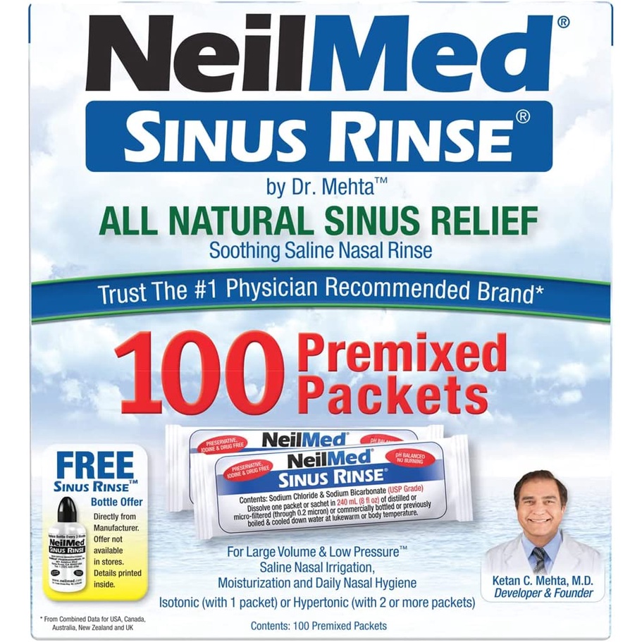 Muối rửa mũi NeilMed Sinus Rinse All Natural Relief hộp 100 gói