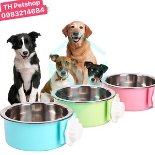 Bát ăn inox treo chuồng, gắn lồng cao cấp dành cho chó mèo