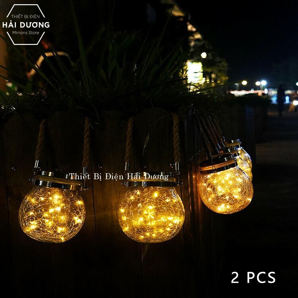 Combo 4 Lọ Thủy Tinh Đèn Led Treo Cây Năng Lượng Mặt Trời MT-145 đom đóm decor lạ mắt 3m 30 mắt- BH 1 năm - Siêu sáng