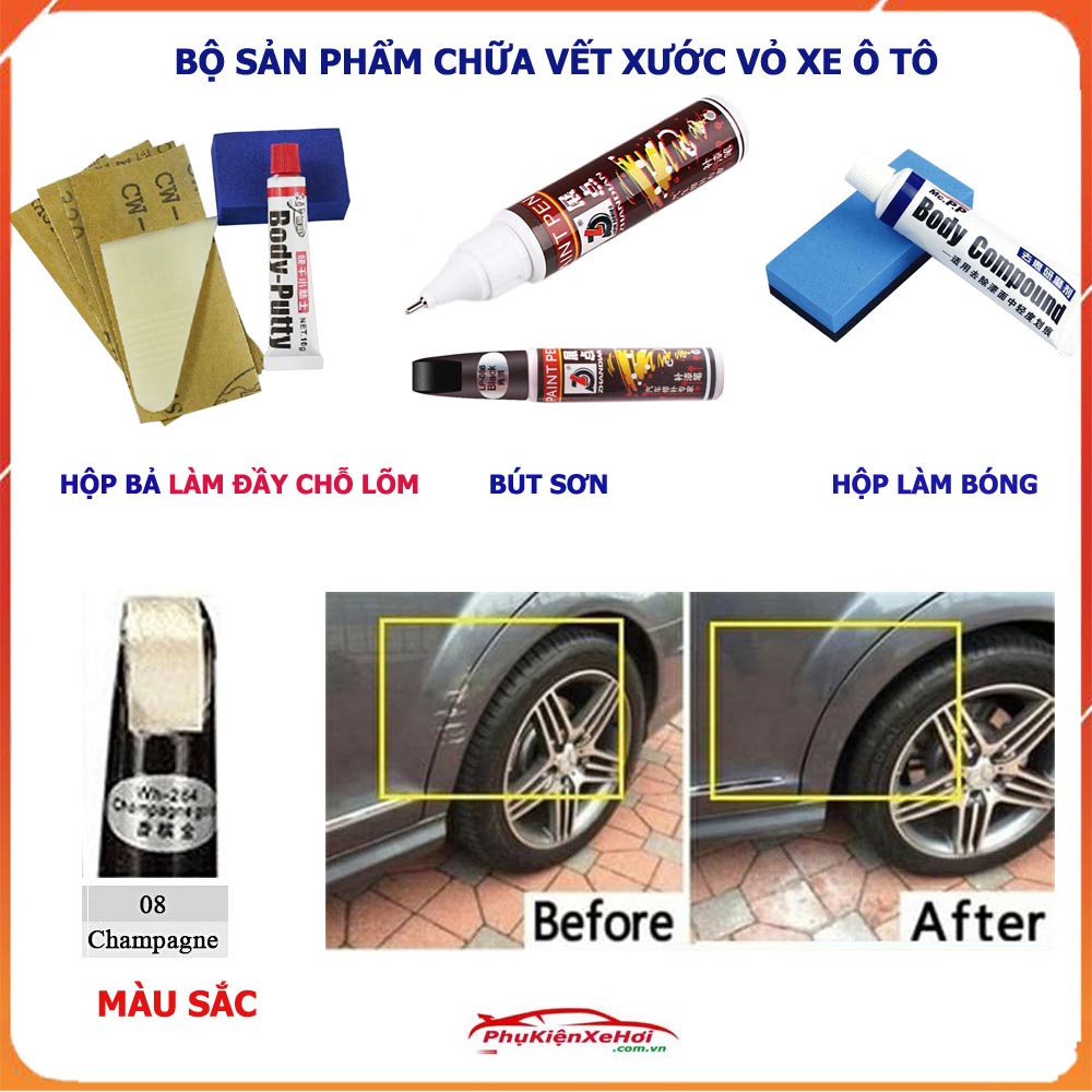 Bộ 3 món xóa vết xước sơn ô tô, sơn vết xước ô tô, phủ vết xước sâu vỏ xe, kem xóa vết xước và làm bóng