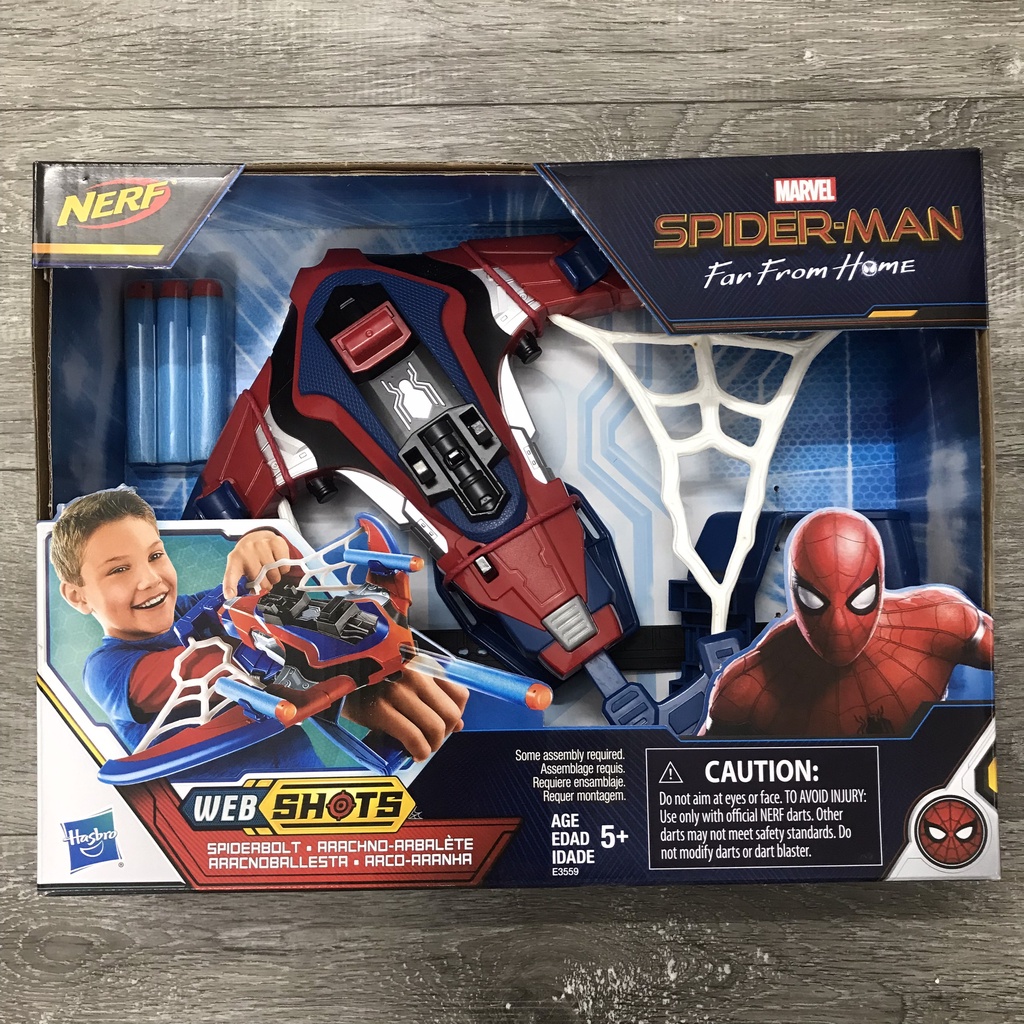 Đồ Chơi Máy Bắn Tơ Nhện Spider Man Web Shots Spiderbolt Nerf Powered Blaster (chính hãng Hasbro) (Marvel)