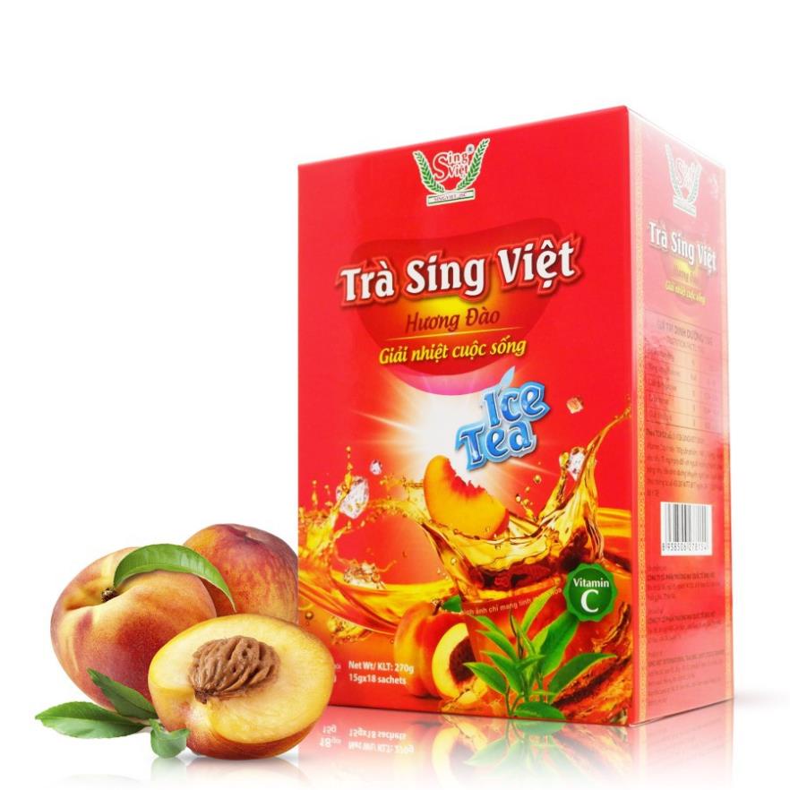 Trà đào Sing Việt 270g (Hộp gồm 18 túi x 15g) giúp bạn hết mệt mỏi giảm stress giải nhiệt cơ thể - HS Shop Thủ Đức