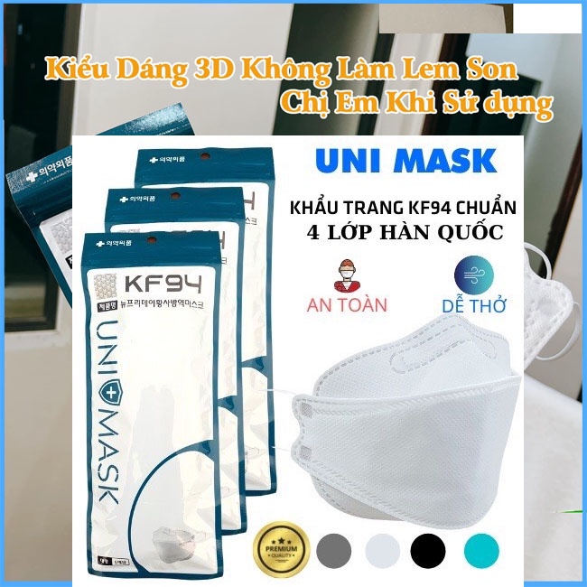 5 hộp khẩu trang 3d UNI MASK MONJI mềm mại trống bụi mịn kháng khuẩn hợp thời trang