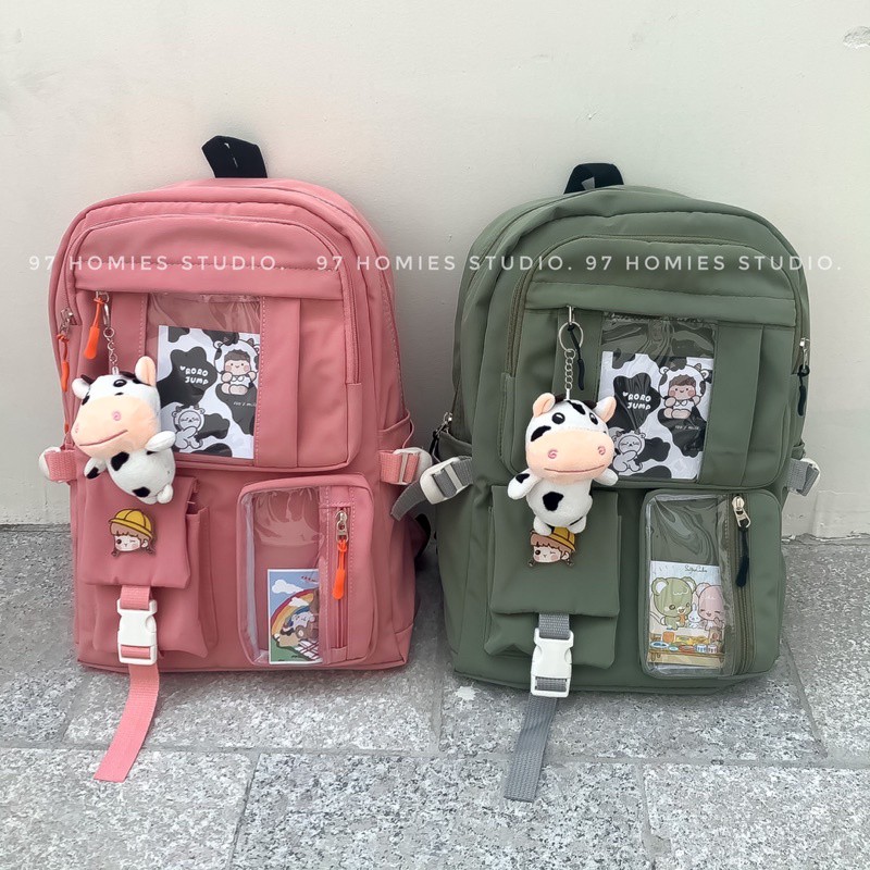Balo Ulzzang chống nước, Học Sinh Sinh Viên, Phong Cách Hàn Quốc Cực Dễ Thương, đi học đi chơi,tặng kèm sticker - Hàng