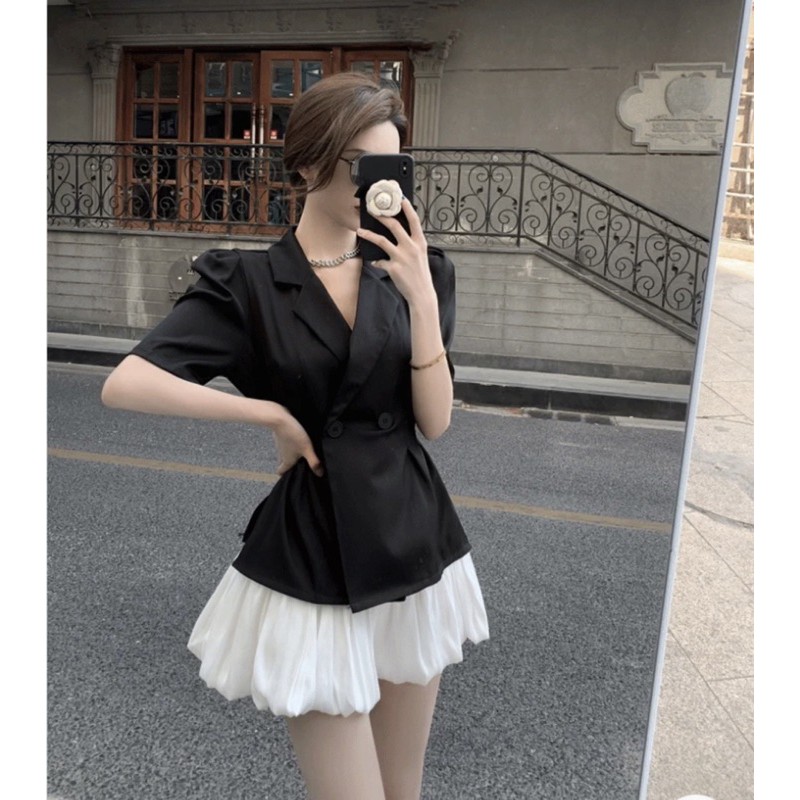 SET VEST MIX CHÂN VÁY LỤA KÈM HÌNH THẬT