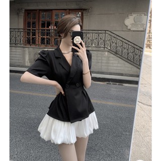 Set vest mix chân váy lụa kèm hình thật