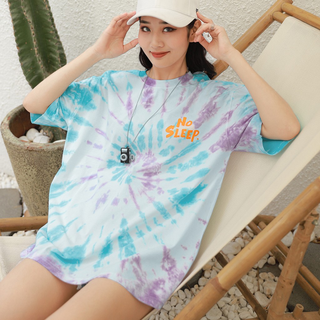 Áo Thun Tie Dye No Sleep Màu Xanh Tím