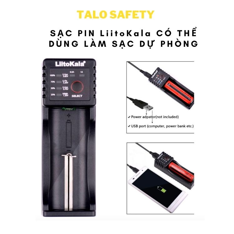 Bộ Sạc Pin chính hãng Liitokala Lii-100, sạc nhiều loại Pin 26650, 22650, 18650, 21700, 18350, 17670, NiMH/NiCd 1.2V: