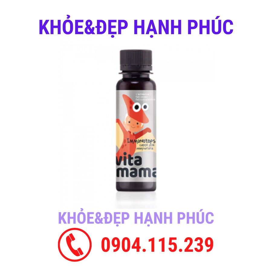 [ Vitamama Immunotop tăng sức đề kháng - T6/23 ] Thực phẩm bảo vệ sức khỏe Vitamama. Immunotops Syrup – 95 ml/chai