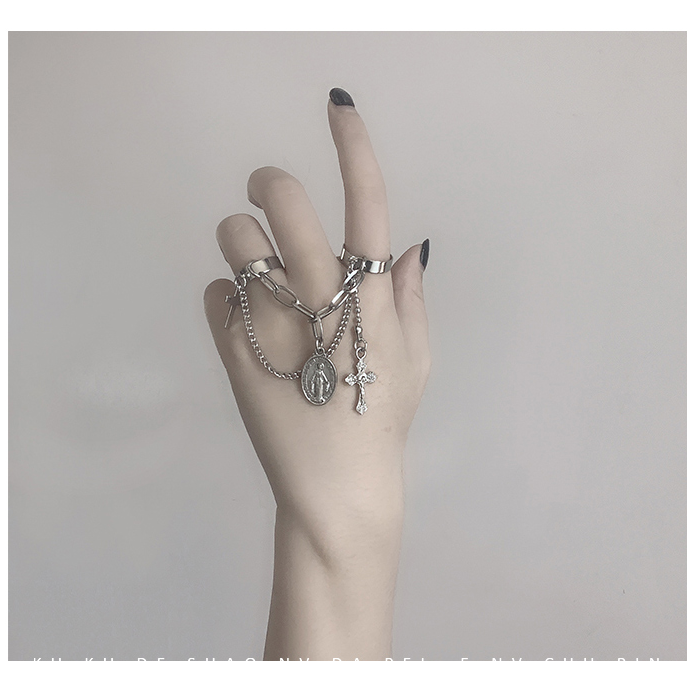 Nhẫn Đeo Tay Kim Loại Hình Chữ Thập Thời Trang Cho Nữ