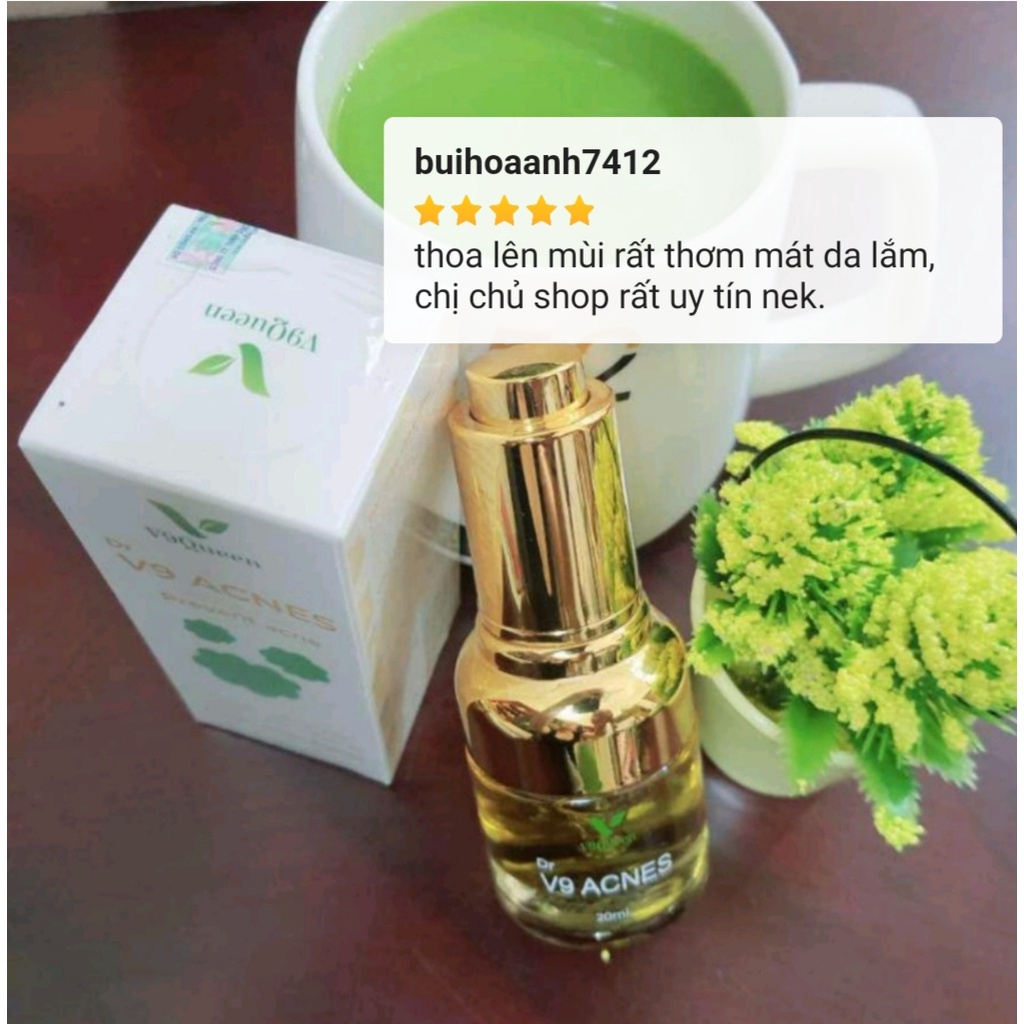 Serum giảm mụn mỹ phẩm cho bà bầu V9Queen tinh chất rau má mờ thâm dưỡng trắng da