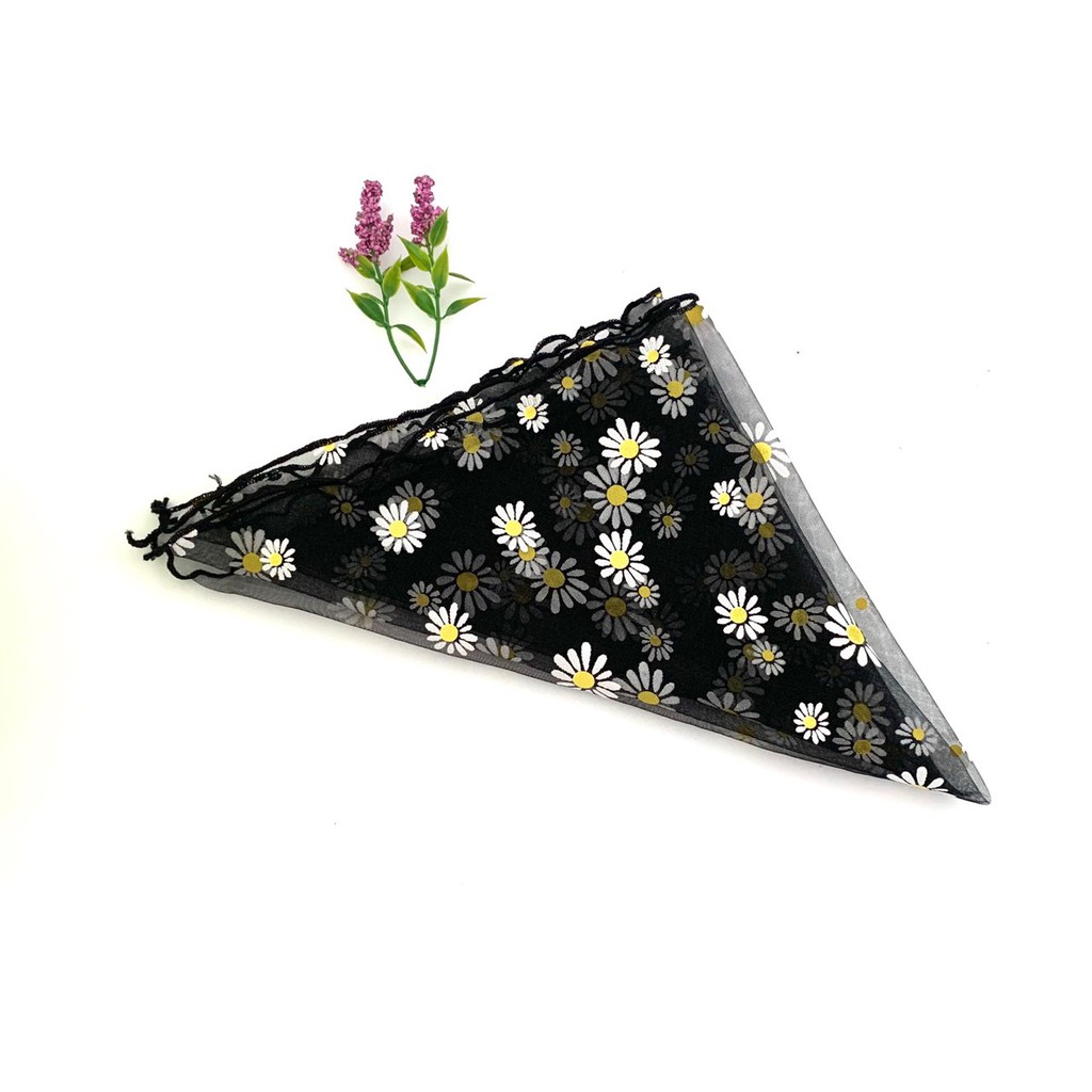 Khăn bandana đội đầu lưới hoa cúc phong cánh tiểu thư thích hợp chụp ảnh