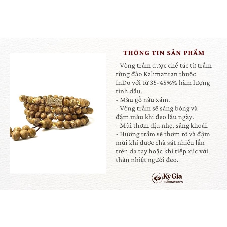 Vòng Tay Trầm Hương Rừng Kalimantan Phối Charm Đồng Hồ Cát Kỳ Gia Trầm Hương- Sang Trọng- Thanh Lích