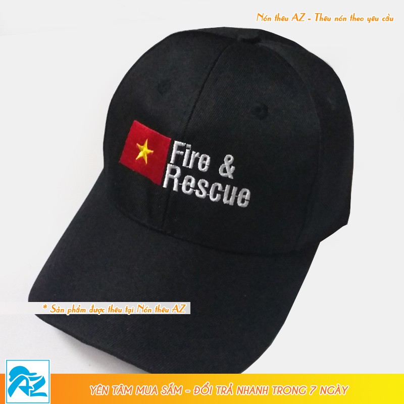 Nón kết thêu logo lính cứu hỏa Việt Nam Fire & Rescue MT550