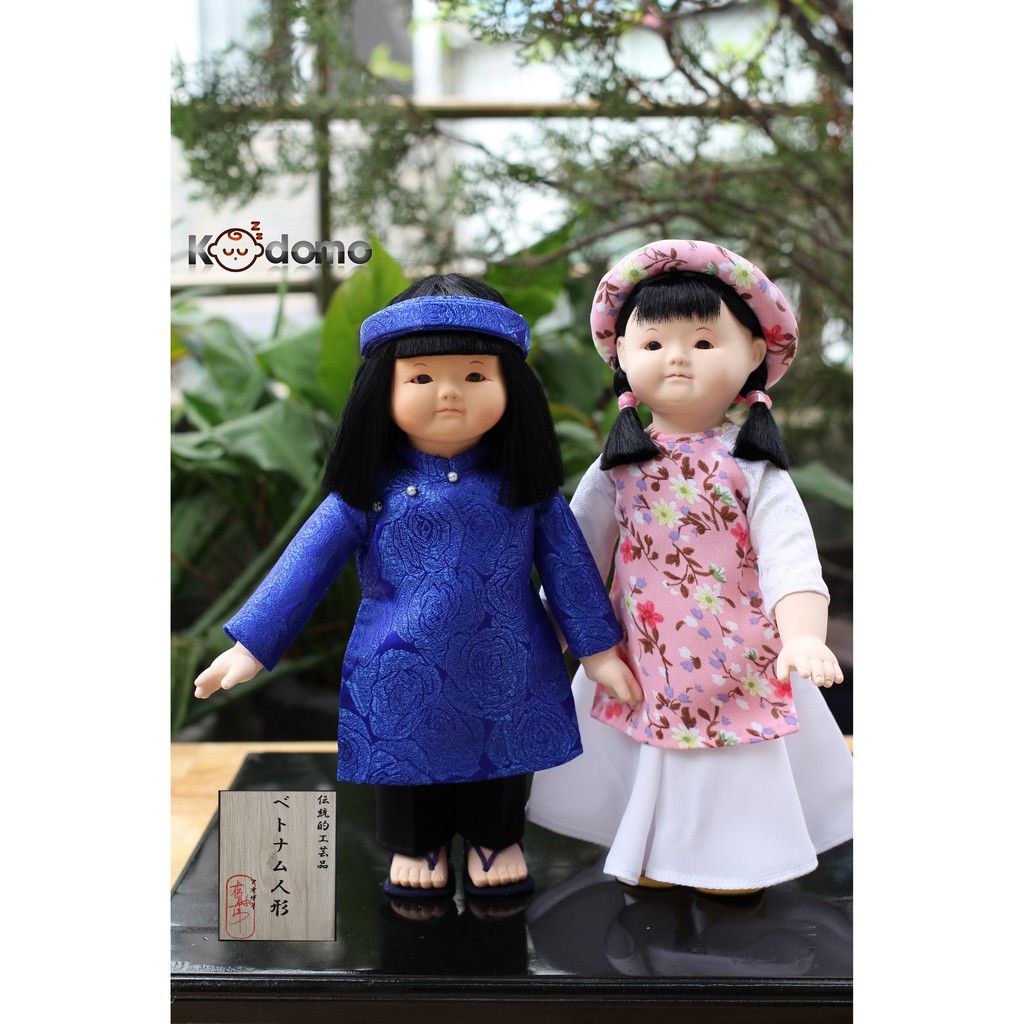 Búp bê cưới mặc áo dài Việt Nam . vietnamese traditional dolls . MÀU XANH DƯƠNG HỒNG