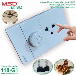 Dimmer - chiết áp - điều khiển tốc độ quạt trần và ổ cắm đơn 3 chấu âm tường - 118G1