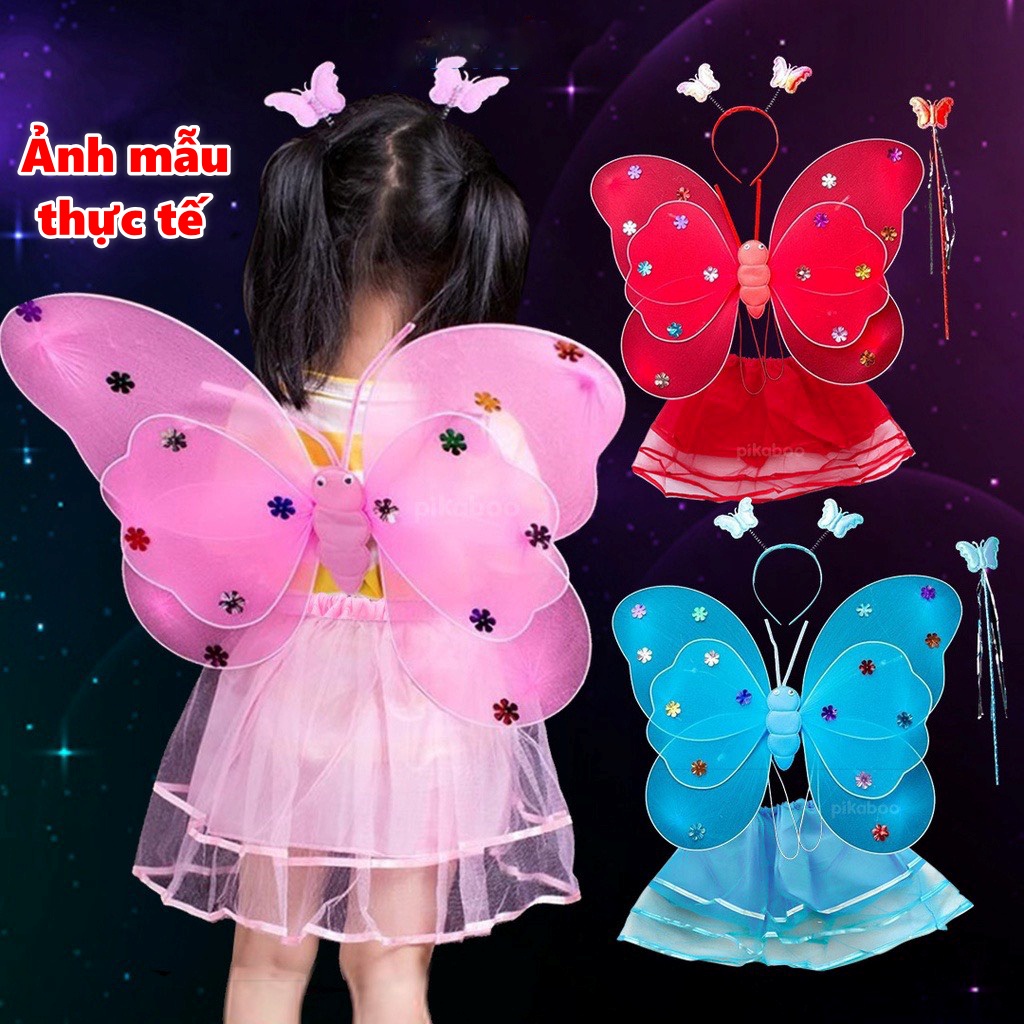 Váy Cánh bướm kép CÓ ĐÈN Hapi Toys - Đồ chơi dạo phố bộ cánh bướm phát sáng cho bé