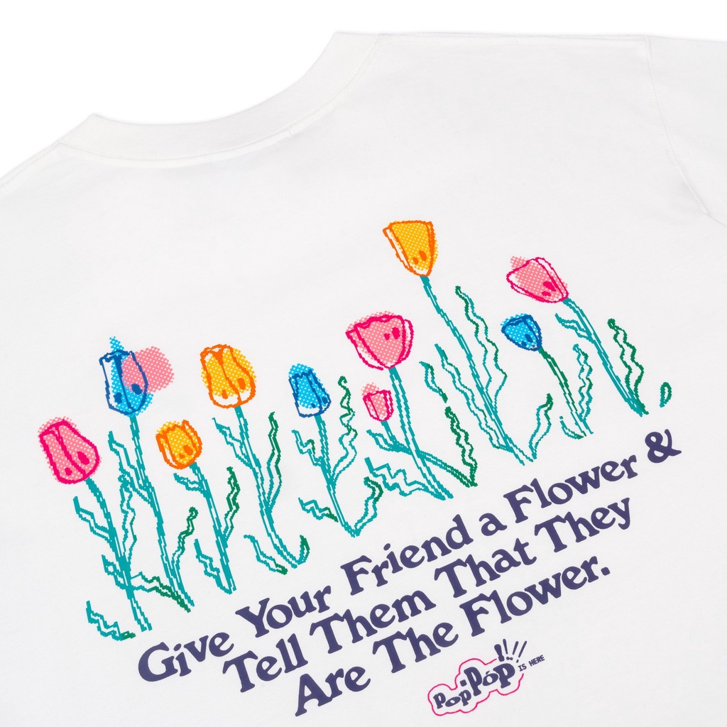 Áo Thun POPPOP FLOWER TEE WHITE
