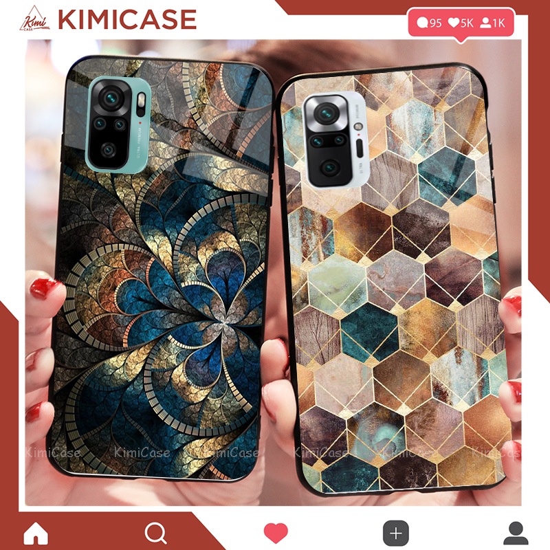 Ốp Xiaomi Redmi 10, Redmi Note 10 Note 10s , Note 10 Pro, K40 , K40 Pro , Poco F3 , Mi 11 lưng kính cường lực hoa lá