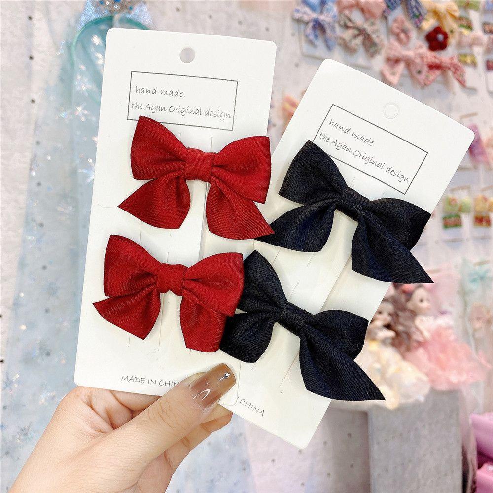 Set 2 Kẹp Tóc Nơ Màu Sắc Xinh Xắn Cho Bé Gái