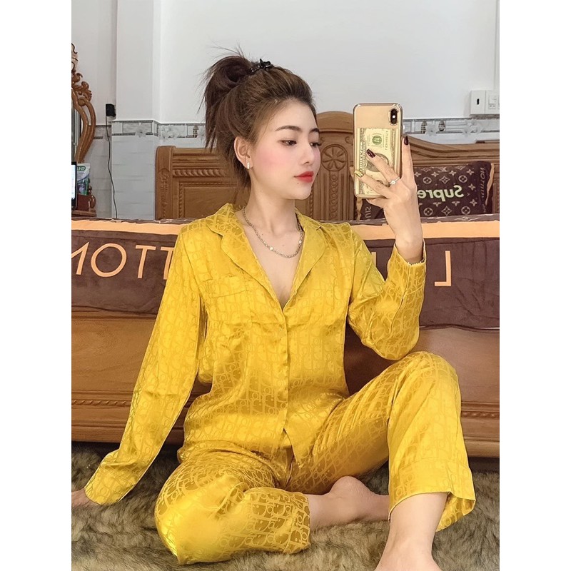 Big Size - Bộ Lụa Gấm Dài Tay Size XL