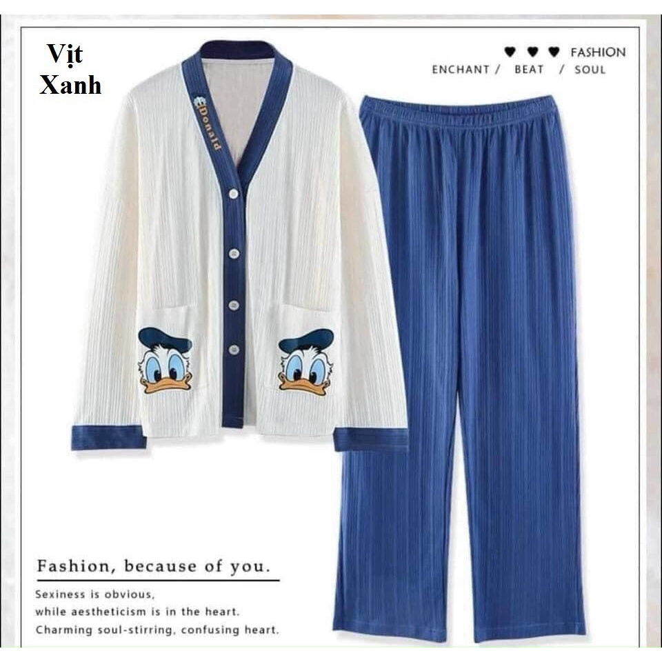 Bộ Pyjama nữ đũi cao cấp Quảng Châu Vịt xanh, Vịt Hồng KMH02 | BigBuy360 - bigbuy360.vn
