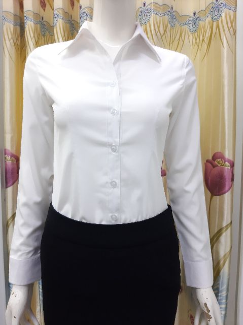 Áo sơ mi trắng công sở nữ tay dài form nhỏ  mặc cực tôn dáng sang trọng vải kate Ý đẹp  không xù lông thoáng mát SMTD01 | BigBuy360 - bigbuy360.vn