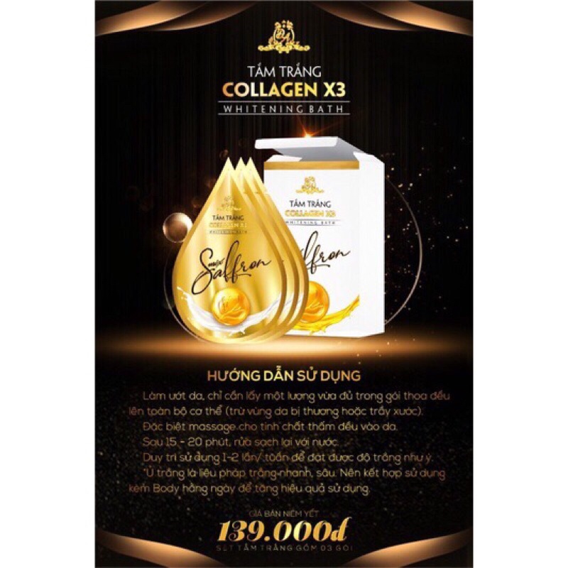 KEM TẮM TRẮNG Da Toàn Thân COLLAGEN X3 Hộp 3 gói( Chính hãng)