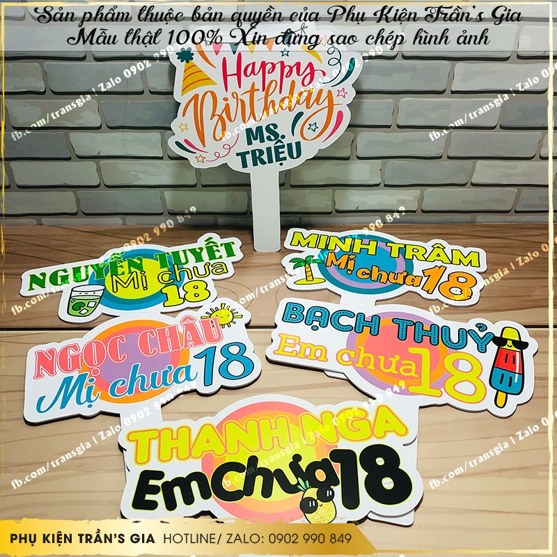 Hastag Sinh Nhật tay cầm liền chắc chắn, Hàng chuẩn cắt máy-Gửi hình thật đảm bảo trước khi giao