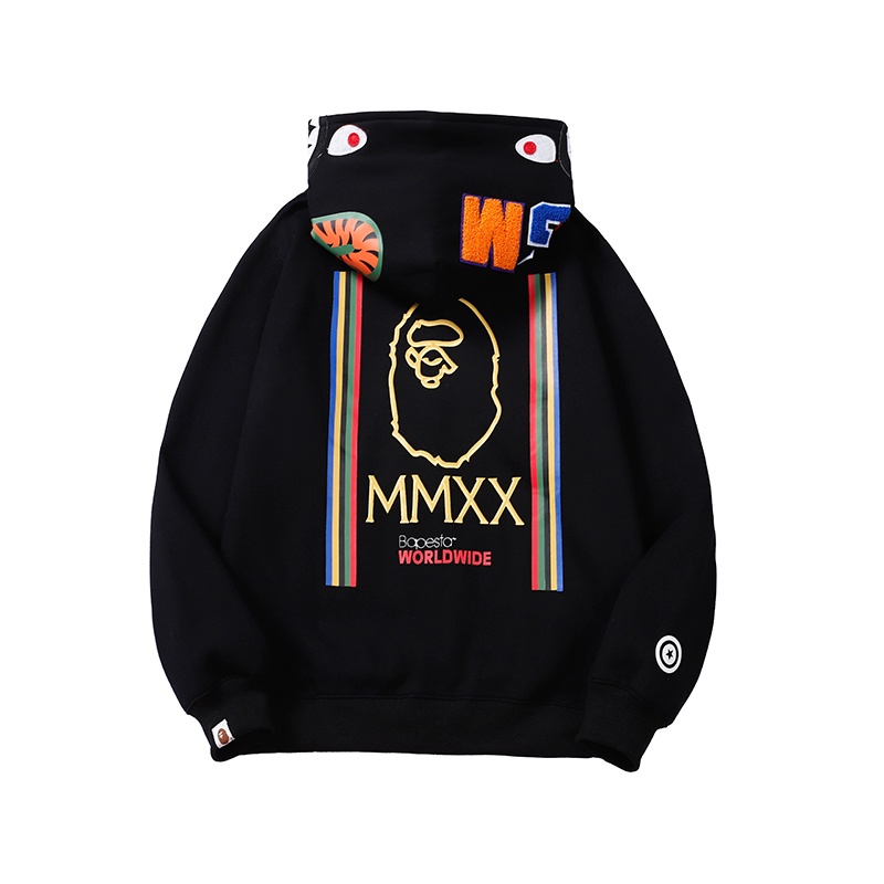 Áo hoodie cotton unisex in hoạ tiết phong cách BAPE thời trang