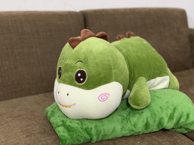 Gấu Bông Có Mền - Chăn Gối Văn Phòng 3in1 Khủng Long Xanh