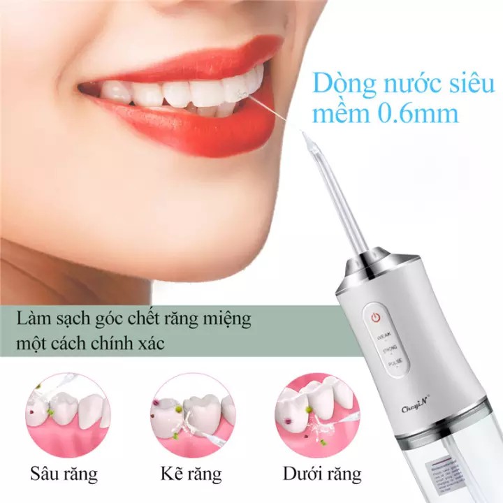 Máy tăm nước cầm tay,tăm nước vệ sinh răng Oral Irrigator, 4 đầu tăm,mẫu mới nhất 2021