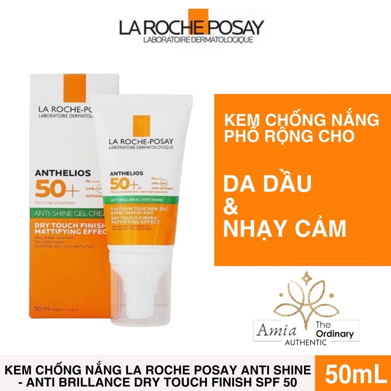 La Roche Posay Anthelios Gel Cream SPF 50+ Kem chống nắng La Roche Posay kiểm soát bóng nhờn cho da dầu