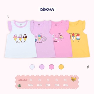 (Size 2-6y) 4 màu sắc - Áo sát nách bé gái Dokma hình ngộ nghĩnh