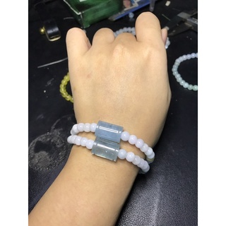 Vòng tay Ngọc biển xanh Aqua.marine kết cùng Ngọc Jad.eit đa sắc trung dung