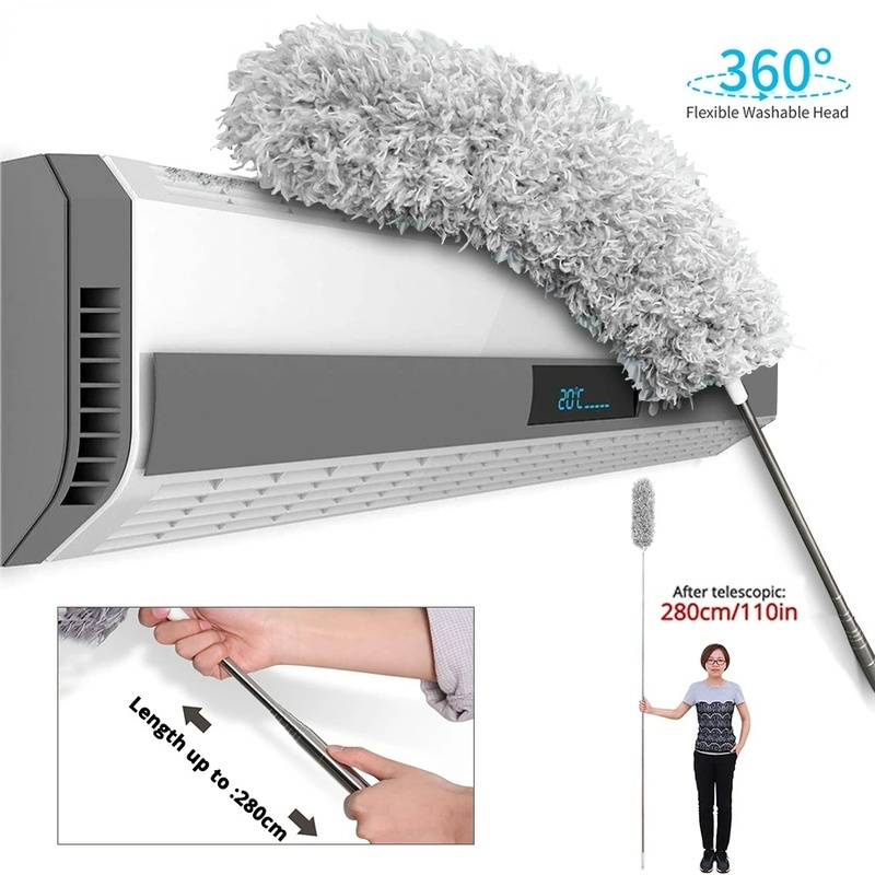 Chổi Quét Bụi Bằng Sợi Micro / Thép Không Gỉ Có Thể Thu Gọn 280cm Tiện Dụng Cho Gia Đình
