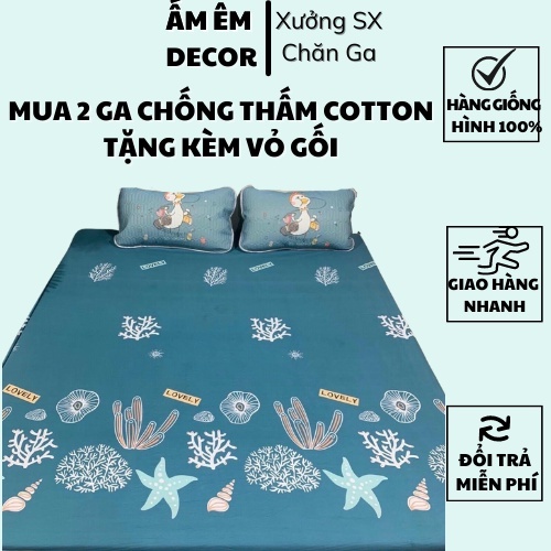 Ga chống thấm cotton HÀN QUỐC không nóng, không bí, thoáng mát - Ga chống thấm cotton bảo vệ đệm  Ấm Êm Decor