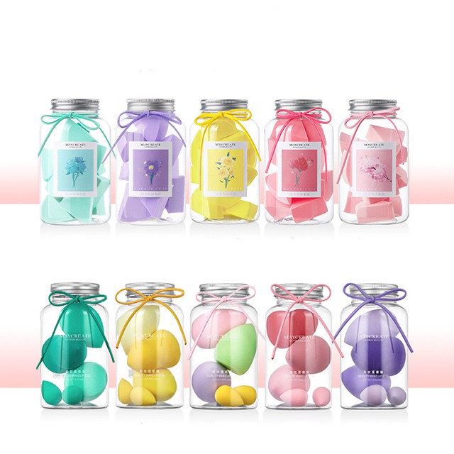 SET 12 CỤC BÔNG MÚT TÁN KEM NỀN KÈM HỘP XINH XẮN