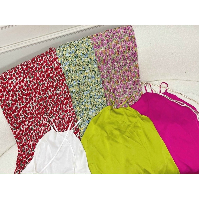 Set áo yếm, quần dập li hoa nhí đi biển