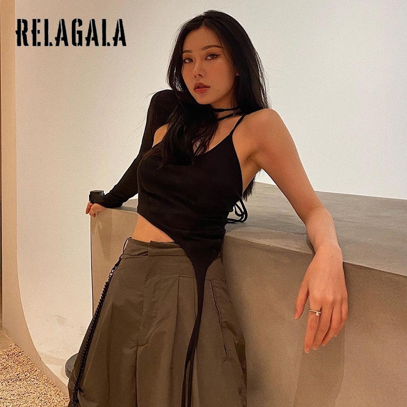 Áo Hai Dây Sát Nách Màu Trơn Phối Dây Buộc Thời Trang Mới Cho Nữ