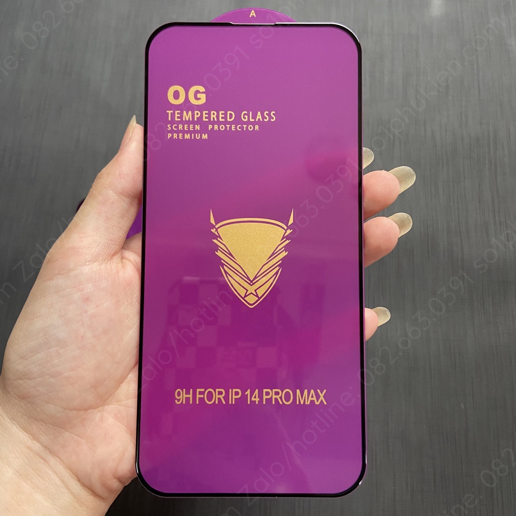 Kính cường lực iPhone 14 / 14 plus (ip 14+) / 14 pro / 14 promax (14 pro max) xịn OG cao cấp, full màn hình, full keo