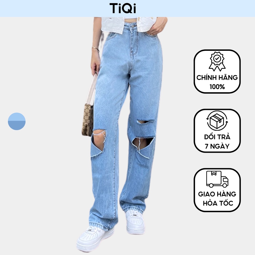 Quần ống suông nữ vải jean Ombre lưng cao TiQi Jeans B2-214