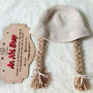 Nón len handmade tóc giả cho bé
