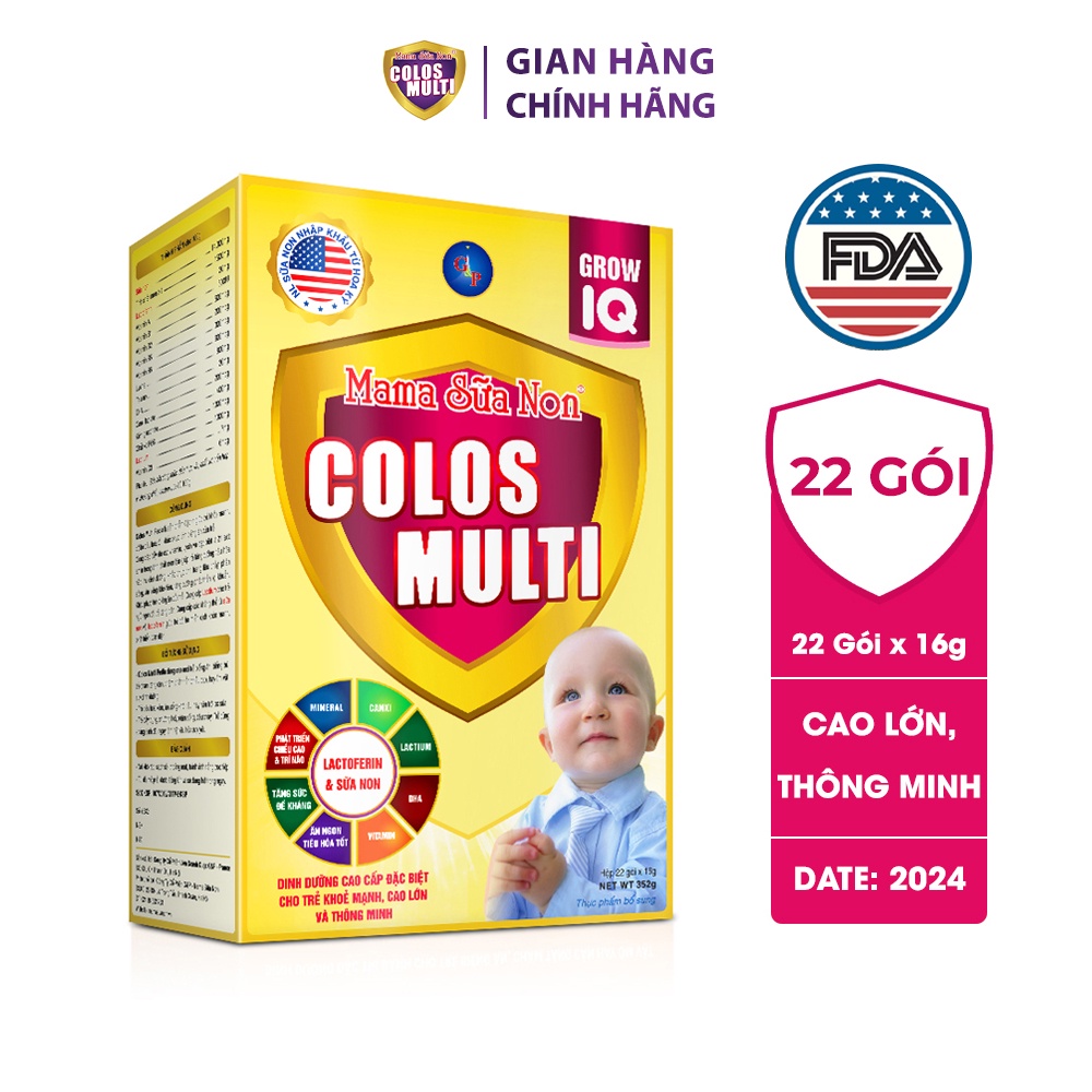 [Quà tặng độc quyền] Sữa non Colosmulti IQ hộp 22 gói x 16g giúp bé phát triển chiều cao và trí thông minh